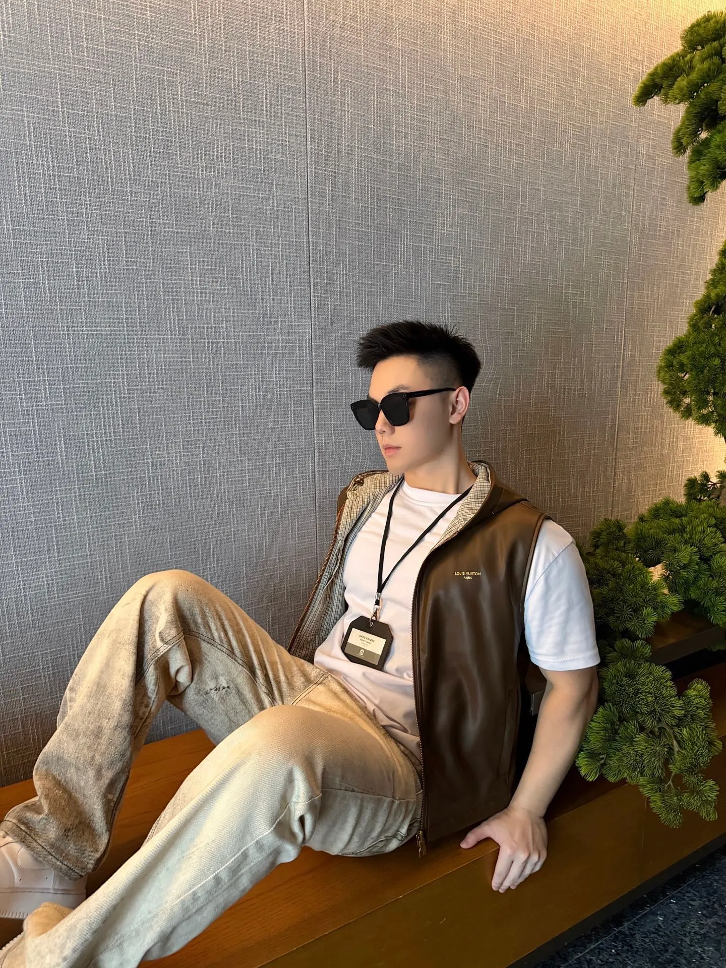 Louis Vuitton/Louis Vuitton checked leather double-sided vest